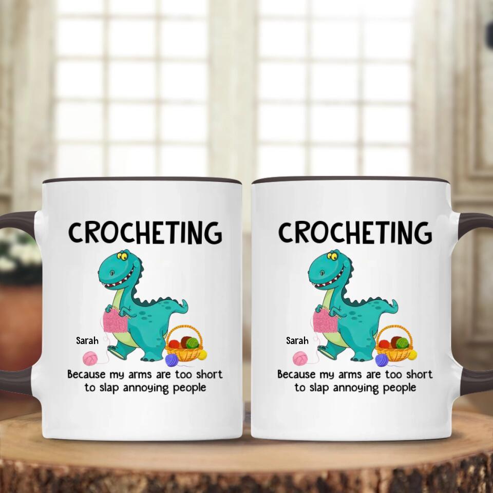 Crocheting Dinosaur Custom Accent Mug Gift For Crocheter