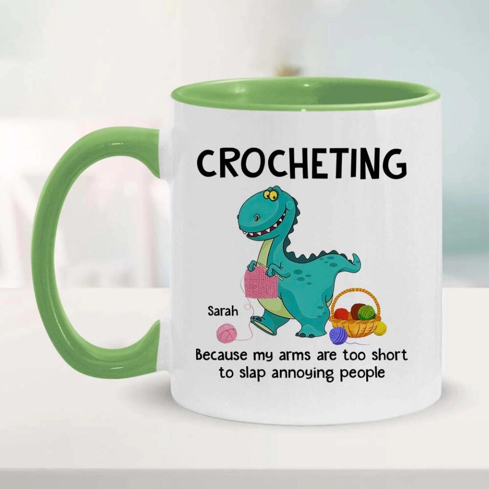 Crocheting Dinosaur Custom Accent Mug Gift For Crocheter
