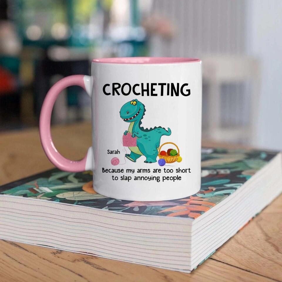 Crocheting Dinosaur Custom Accent Mug Gift For Crocheter