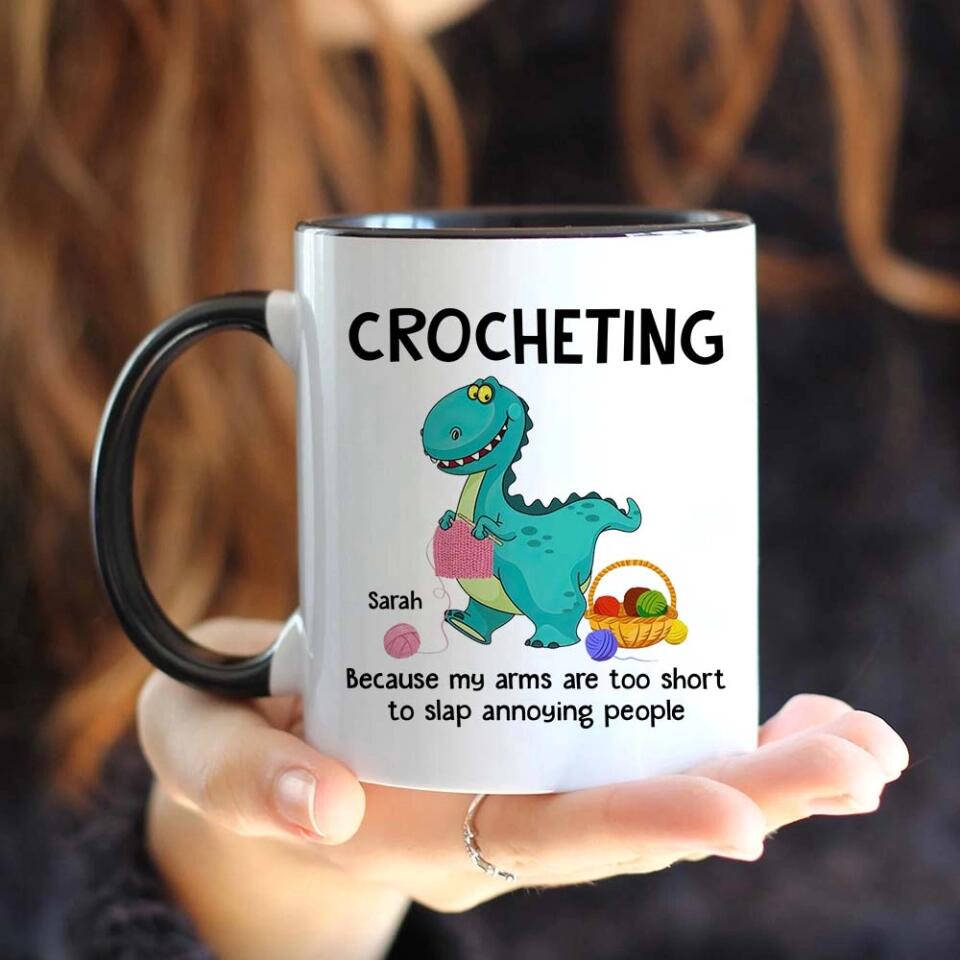 Crocheting Dinosaur Custom Accent Mug Gift For Crocheter