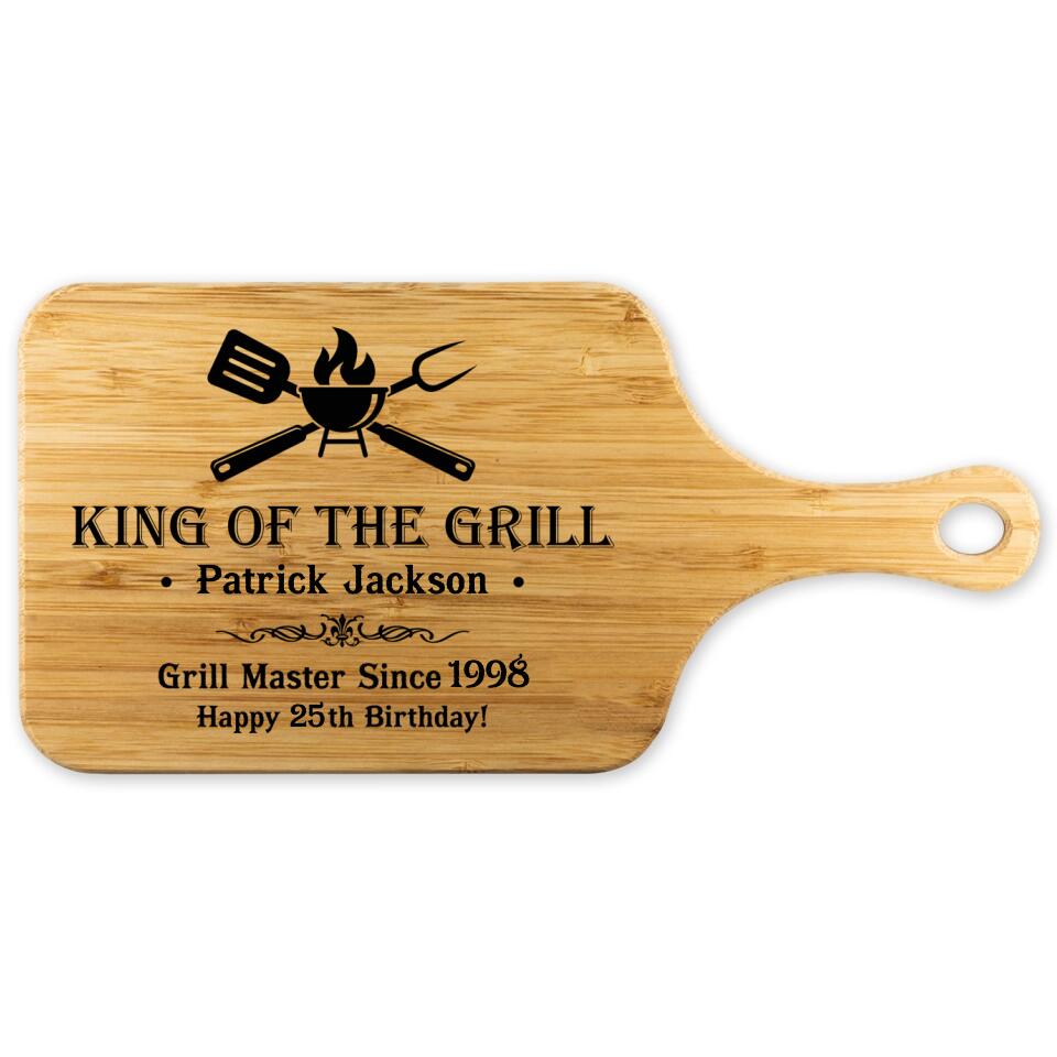 King of the Grill, Personalized Grill Master Since, Custom Name & Years, Wood Cutting Board, Gift for Grill Lover