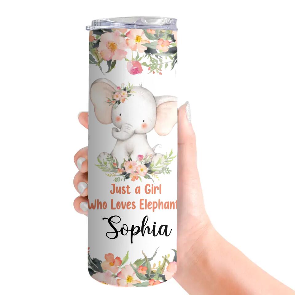 Just A Girl Who Loves Elephants Personalized Skinny Tumbler