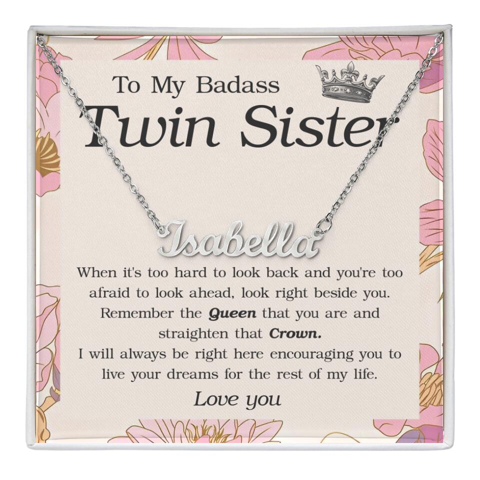 To My Badass Twin Sister - Personalized Necklace - Birthday Gift for Twin Sister