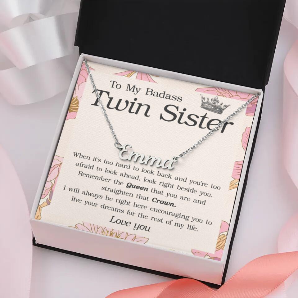 To My Badass Twin Sister - Personalized Necklace - Birthday Gift for Twin Sister