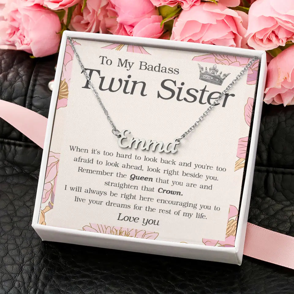 To My Badass Twin Sister - Personalized Necklace - Birthday Gift for Twin Sister