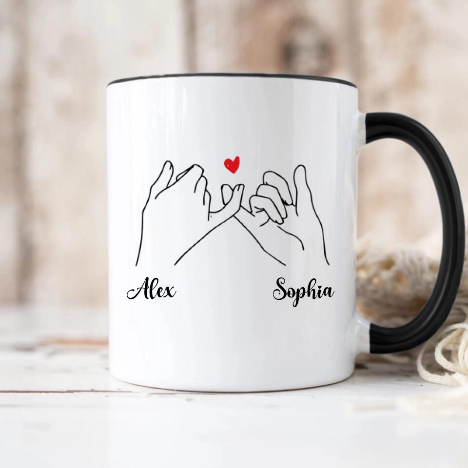 Twin Promise Hand Sign Personalized Accent Mug Birthday Gift