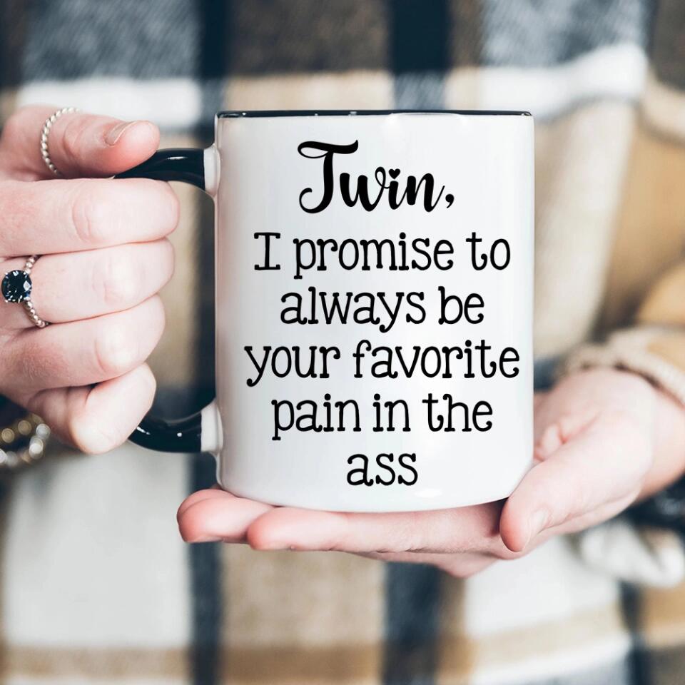 Twin Promise Hand Sign Personalized Accent Mug Birthday Gift