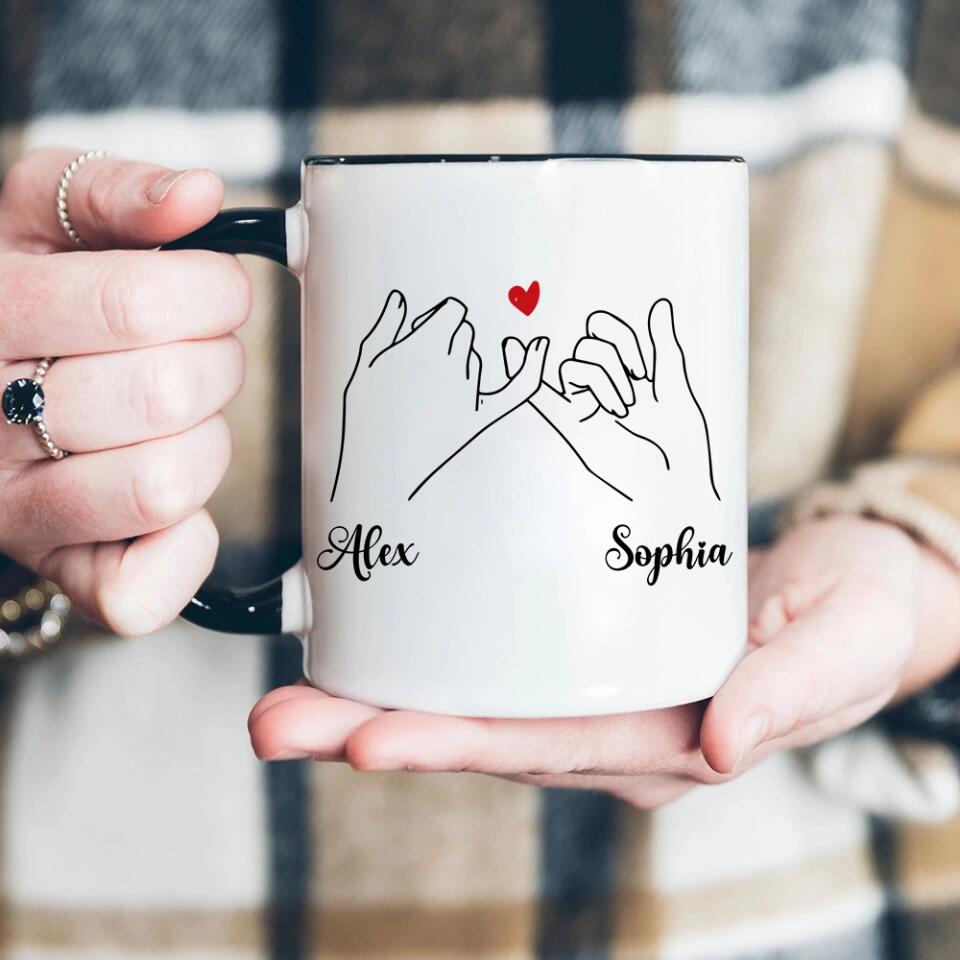 Twin Promise Hand Sign Personalized Accent Mug Birthday Gift