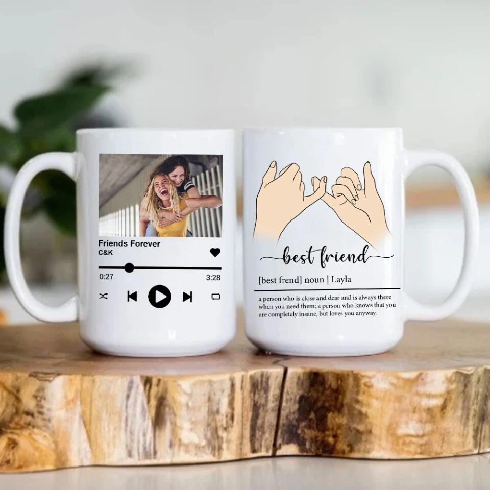 Best Friend Description With Favorite Song Personalized White Mug