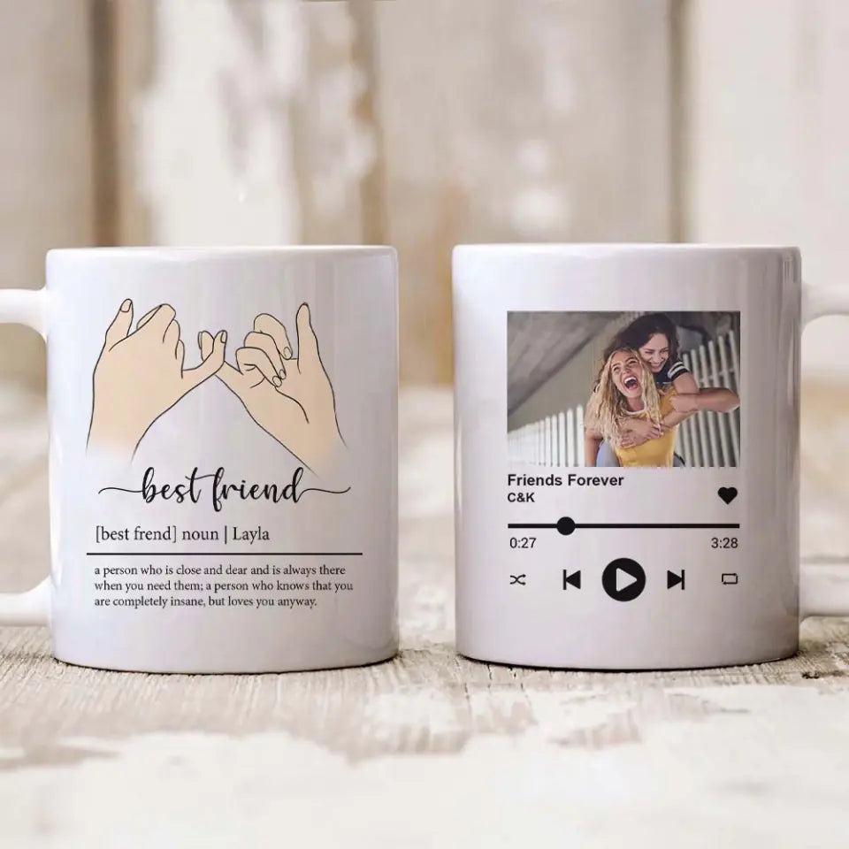 Best Friend Description With Favorite Song Personalized White Mug