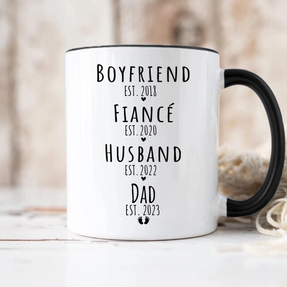 Level Up to Dad Mom - Boyfriend Girlfriend Fiance Husband Wife Dad Mom Personalized Mug