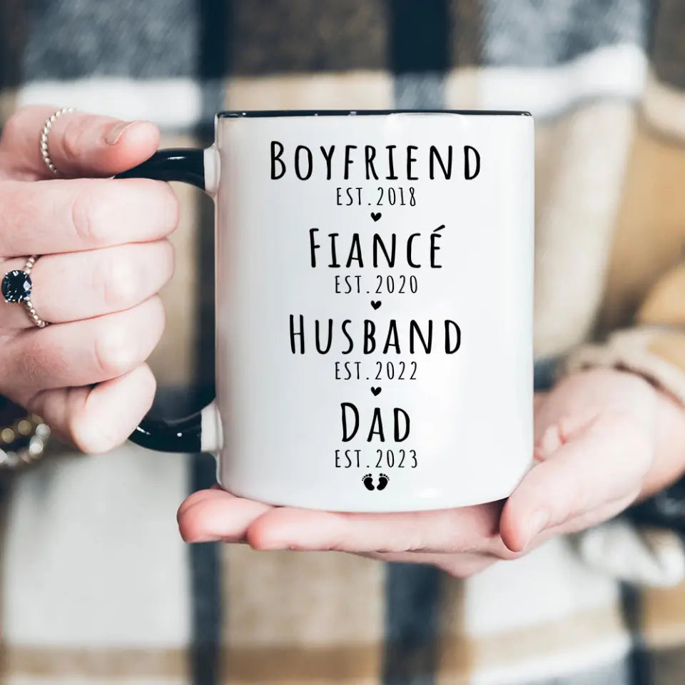 Level Up to Dad Mom - Boyfriend Girlfriend Fiance Husband Wife Dad Mom Personalized Mug