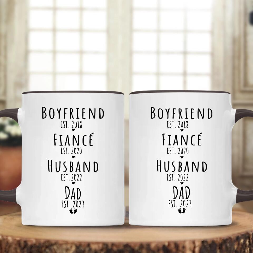 Level Up to Dad Mom - Boyfriend Girlfriend Fiance Husband Wife Dad Mom Personalized Mug