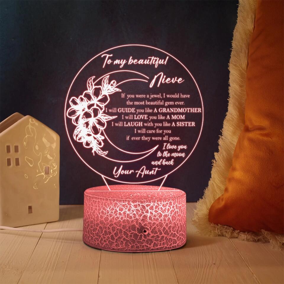 To My Beautiful Niece I Love You To The Moon and Back - Personalized 3D Night Light Lamp