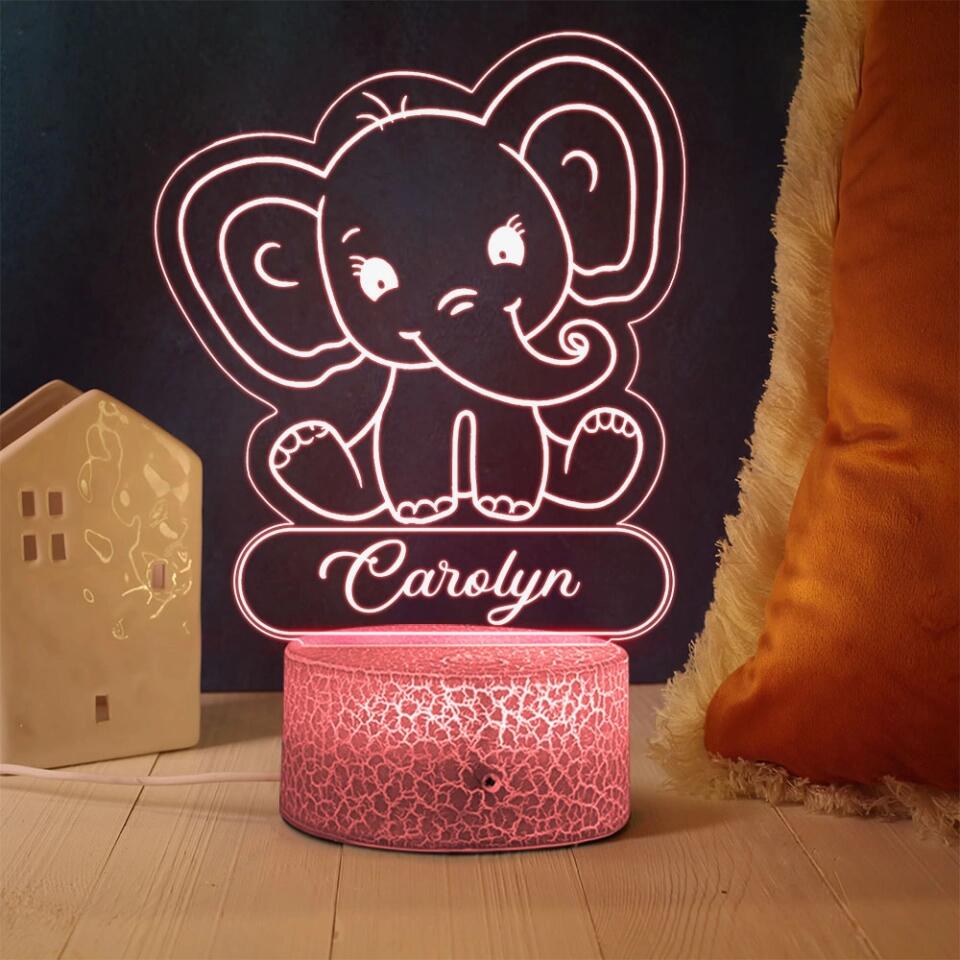 Sweet Dreams Elephants Lamp, Personalized 3D Led Light, Cute Gift For Kid, Nursery Room Decor