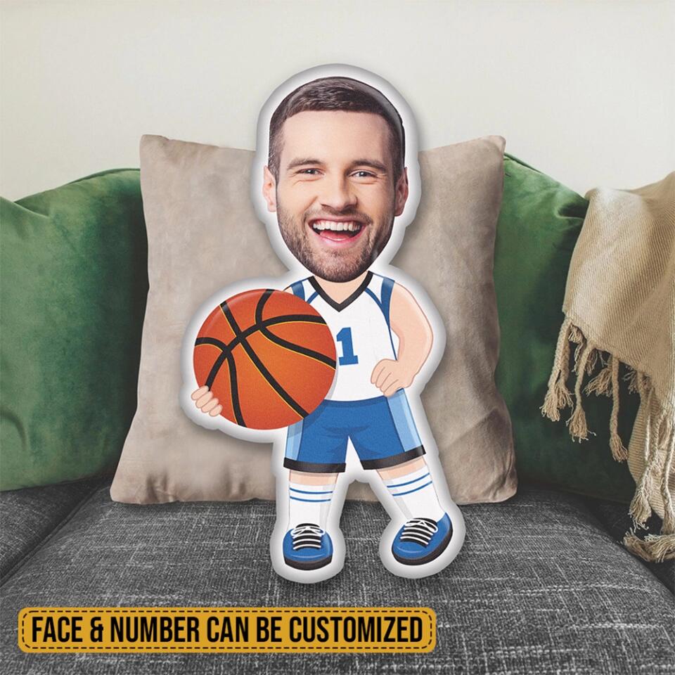 Custom Face and Number Pillow Gift For Basketball Lovers