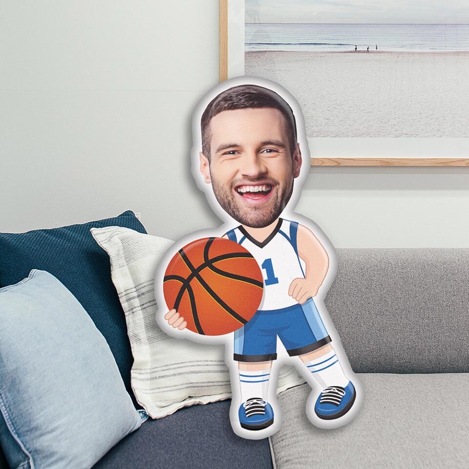 Custom Face and Number Pillow Gift For Basketball Lovers