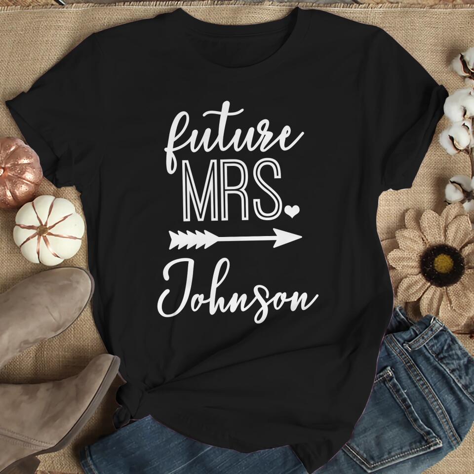 Future Mrs Lucky Mr Custom Matching Tshirts For Couples Engagement Gift