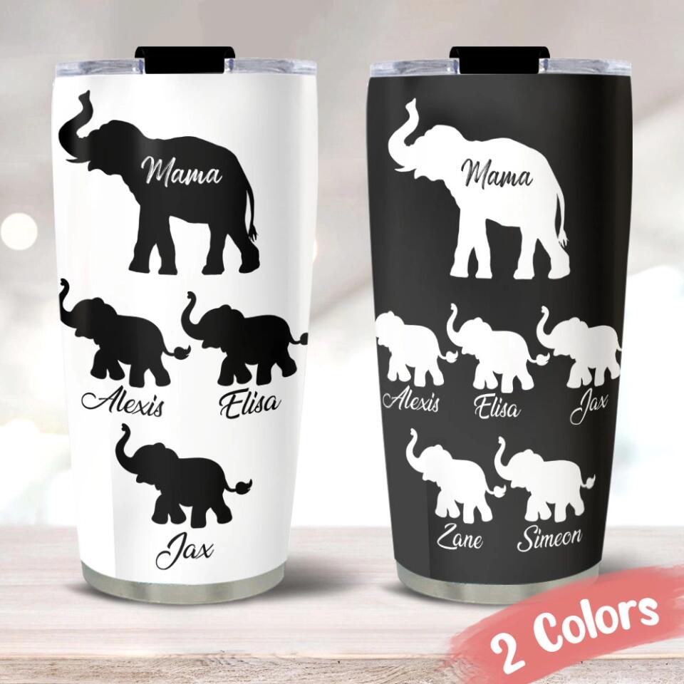 Elephant Mama And Elephant KidsPersonalized Tumbler