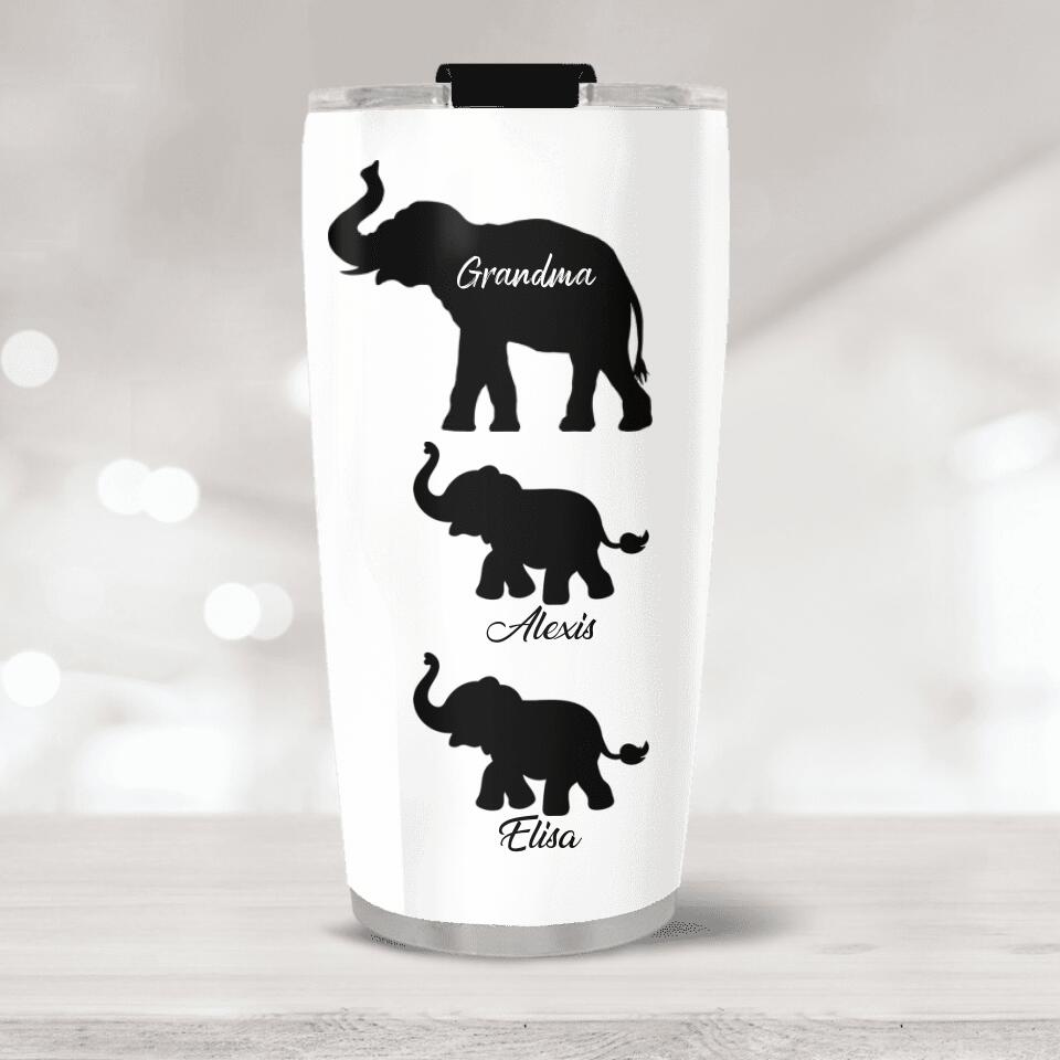 Elephant Mama And Elephant KidsPersonalized Tumbler