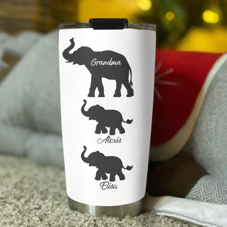 Elephant Mama And Elephant KidsPersonalized Tumbler