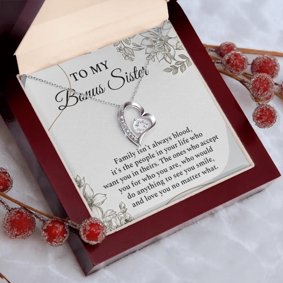 To My Bonus Sister Family Isn't The Blood Personalized Necklace