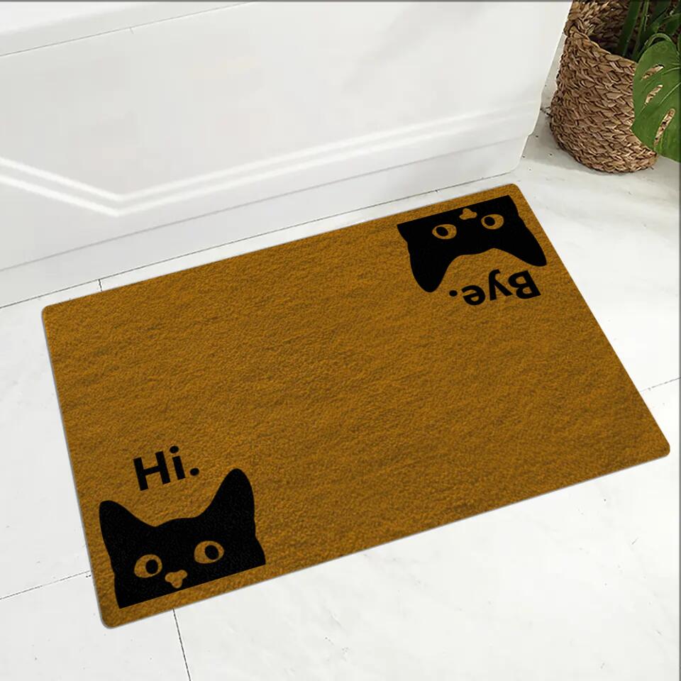 Hello Goodbye Hi and Bye Cat/Dog - Personalized Doormat