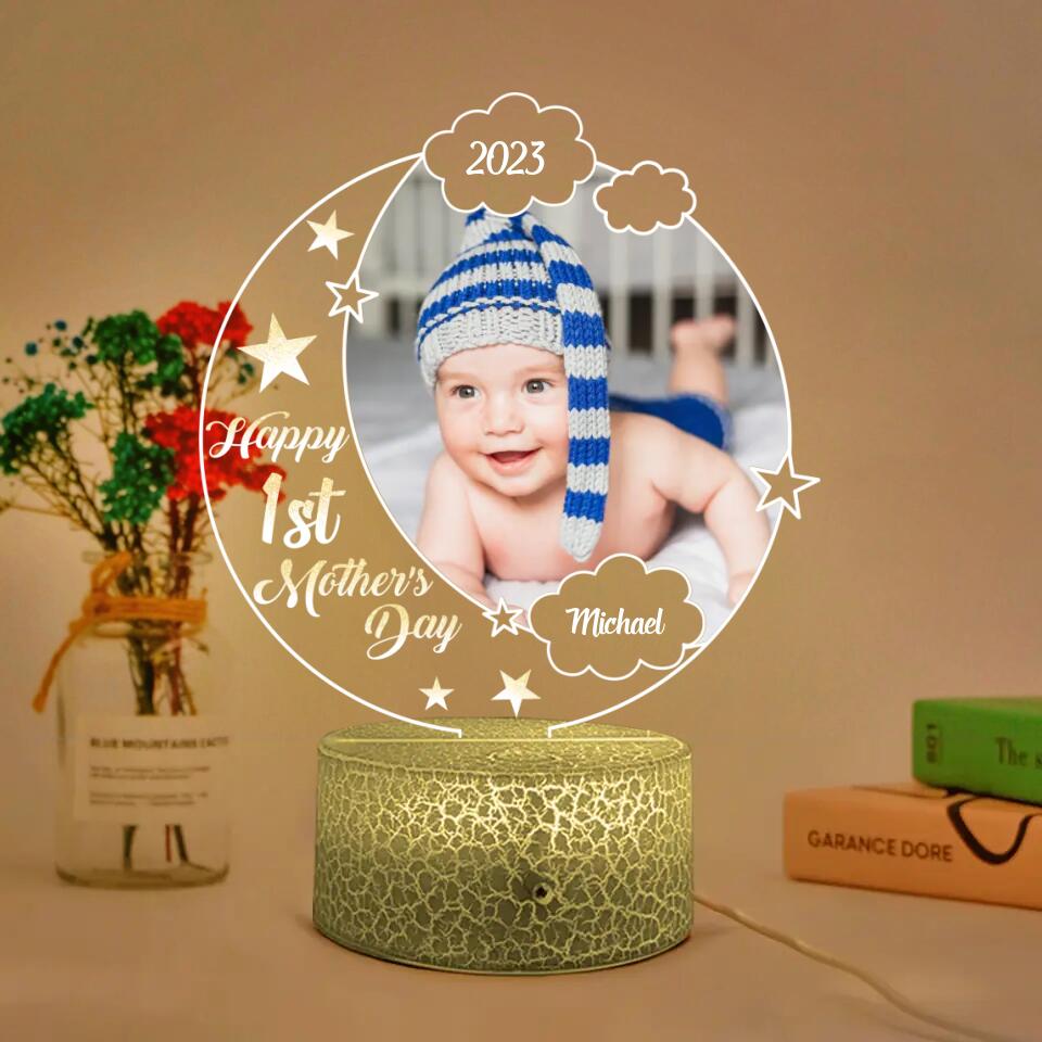 Happy 1st Mother&#39;s Day - Personalized Upload Photo Led Light - Best Gift For Mom/Mother For Baby For Kid On Mother&#39;s Day - Anniversary Gift - 302IHPTLLL249