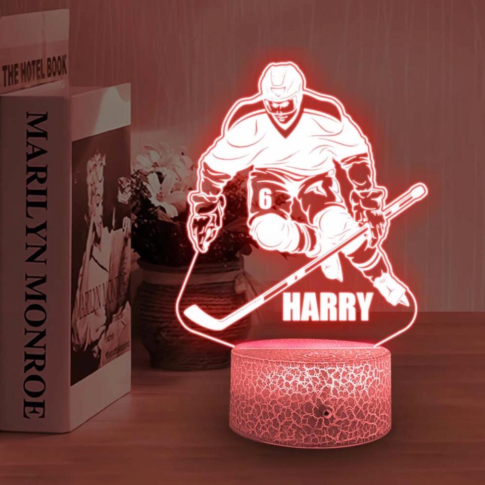 Custom Hockey Player with Name - Personalized Led Light - Gift For Hockey Coaches, Hockey Fan