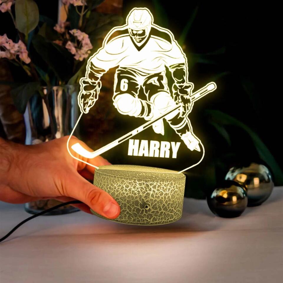 Custom Hockey Player with Name - Personalized Led Light - Gift For Hockey Coaches, Hockey Fan