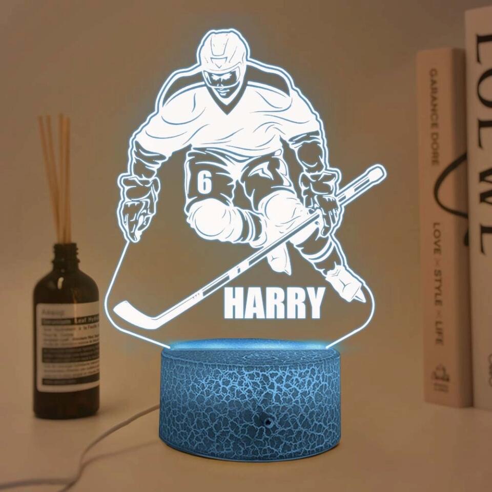 Custom Hockey Player with Name - Personalized Led Light - Gift For Hockey Coaches, Hockey Fan
