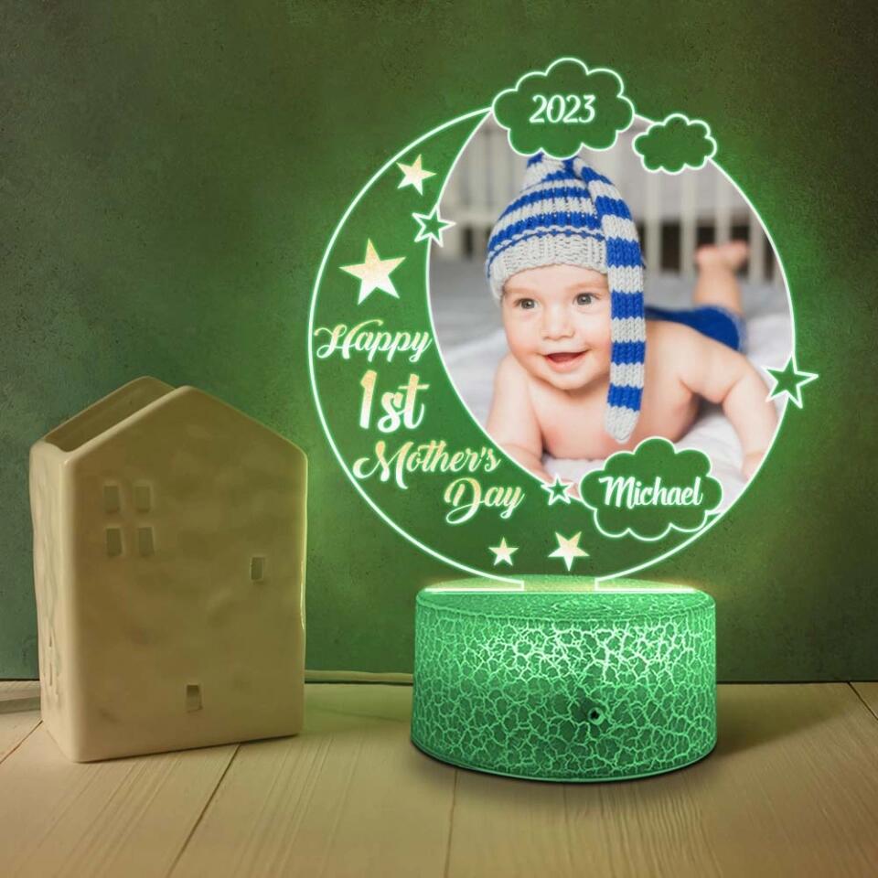 Happy 1st Mother's Day - Personalized Upload Photo Led Light - Best Gift For Mom/Mother For Baby For Kid On Mother's Day - Anniversary Gift - 302IHPTLLL249