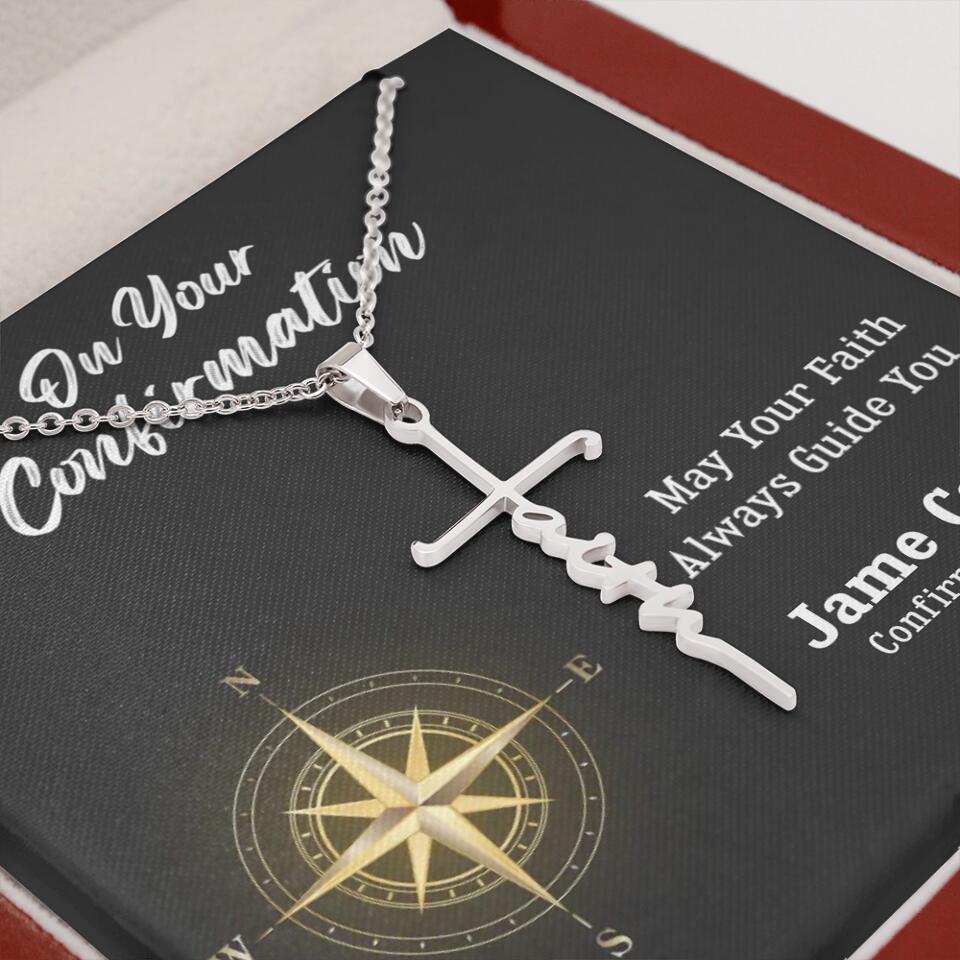 On Your Confirmation May Your Faith Guide You - Personalized Stainless Cross - Best Confirmation Gifts For Boy Son Kids Brothers -  303IHPNPJE293