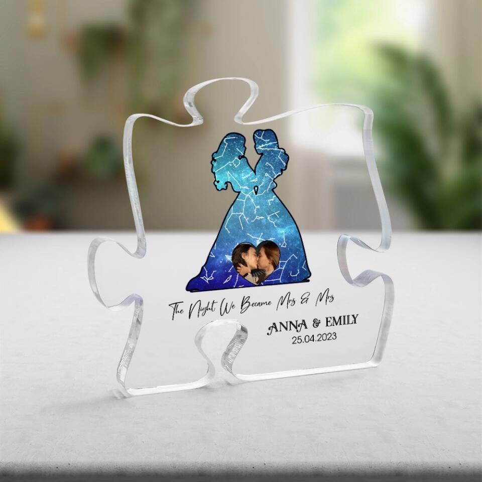 The Night We Become Mr & Mr/Mrs & Mrs - Personalized Acrylic Plaque - Star Map - Gift for LGBT Couple