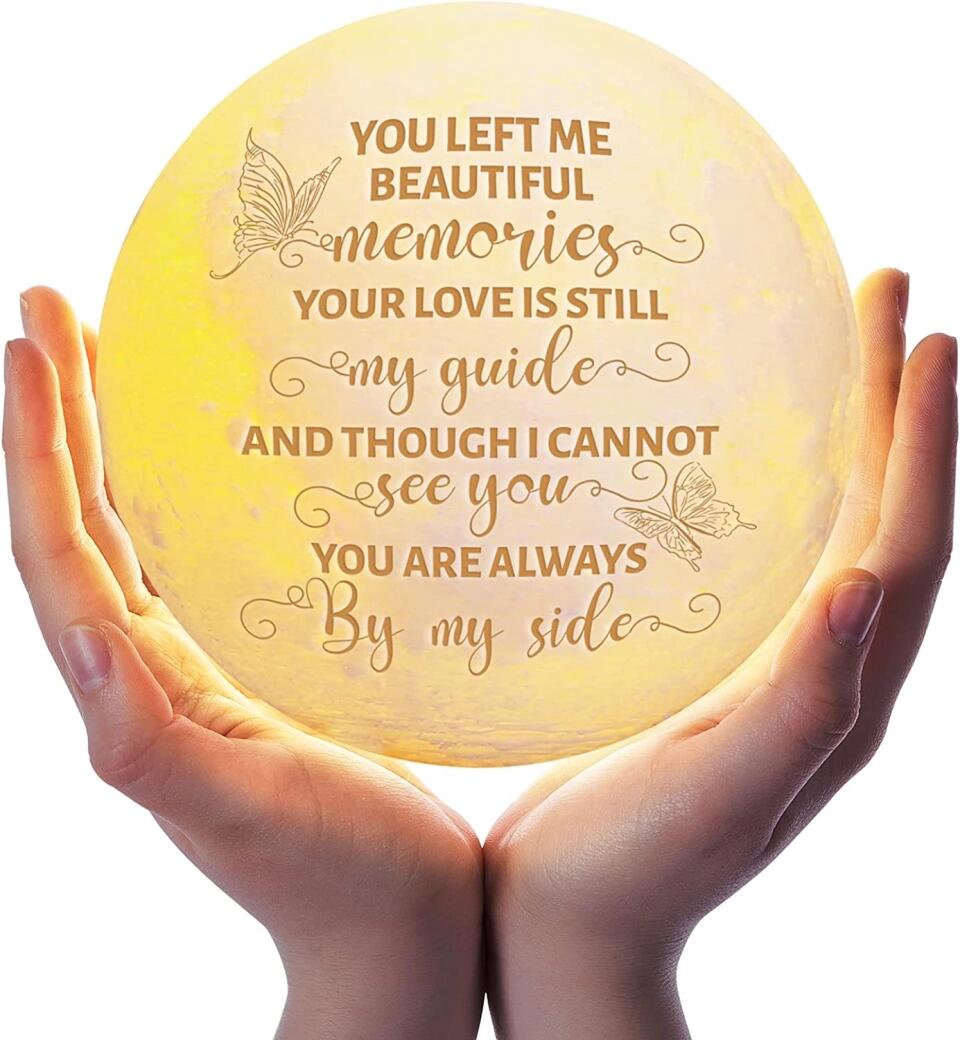 You Left Me Beautiful Memories - Personalized 3D Moon Lamp - Memorial Gift