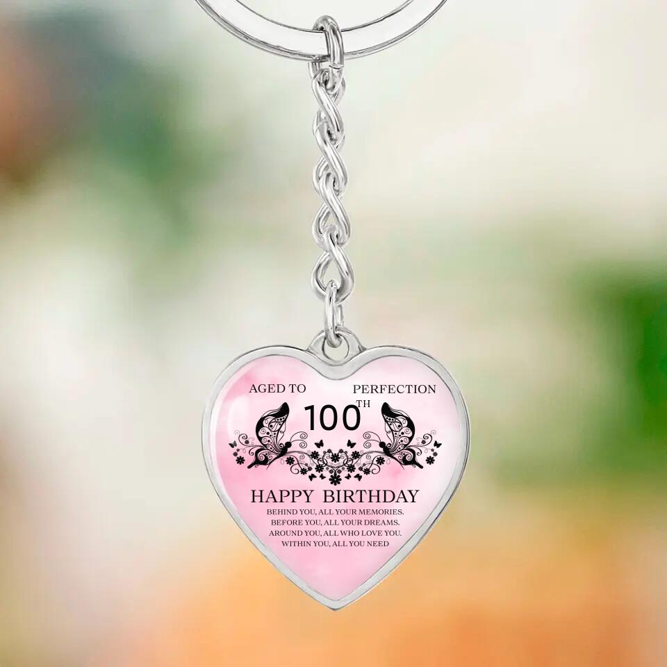Aged To Perfection Happy Birthday Wishes Custom Necklace Keychain Birthday Gift