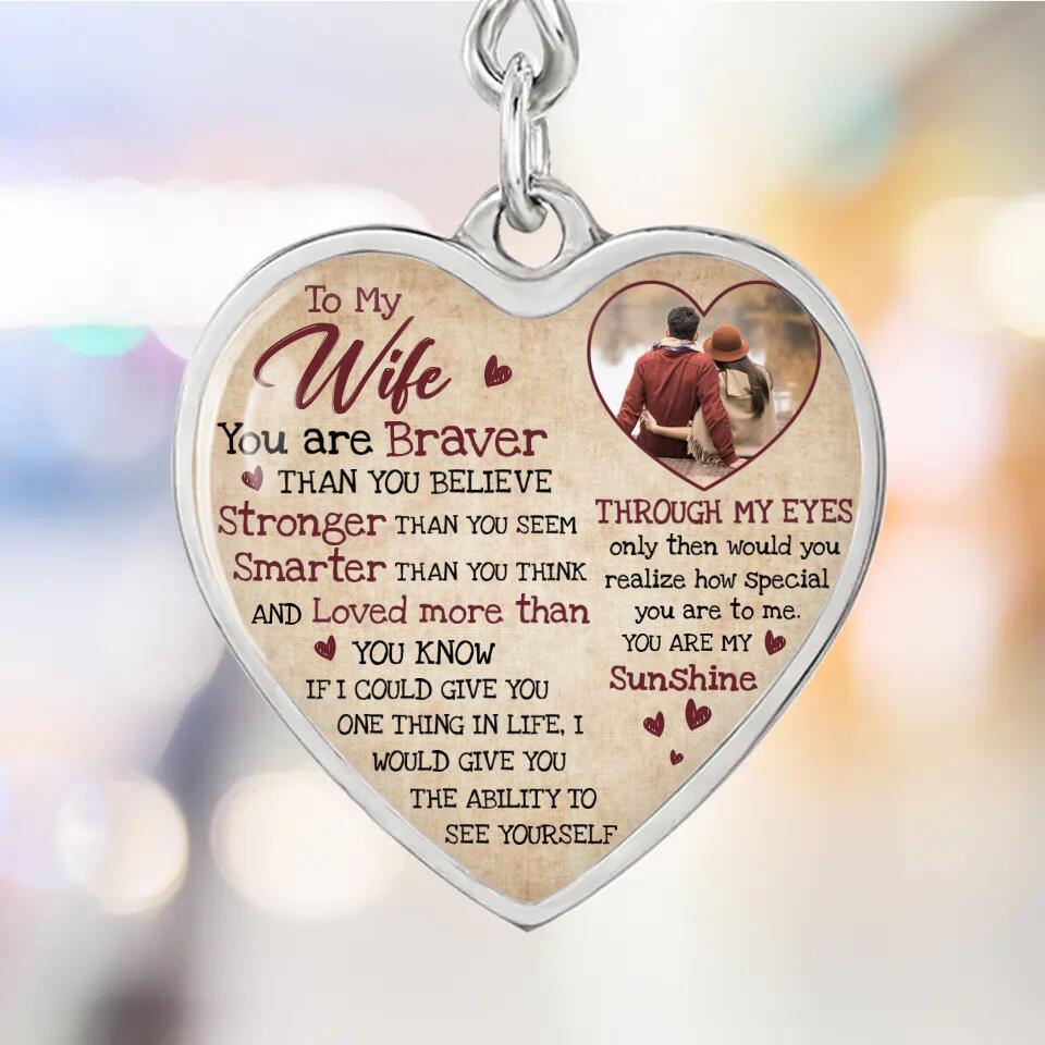 To My Wife Girlfriend Custom Necklace And Keychain Anniversary Gift For Her