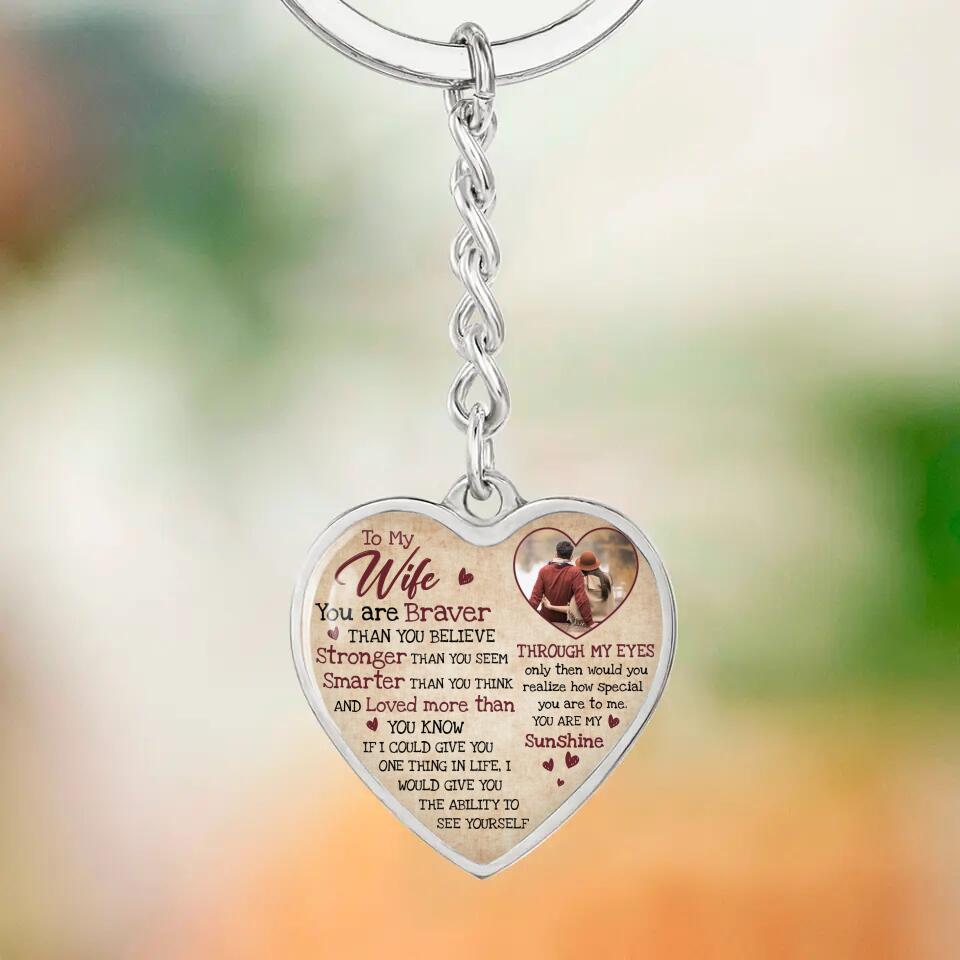 To My Wife Girlfriend Custom Necklace And Keychain Anniversary Gift For Her