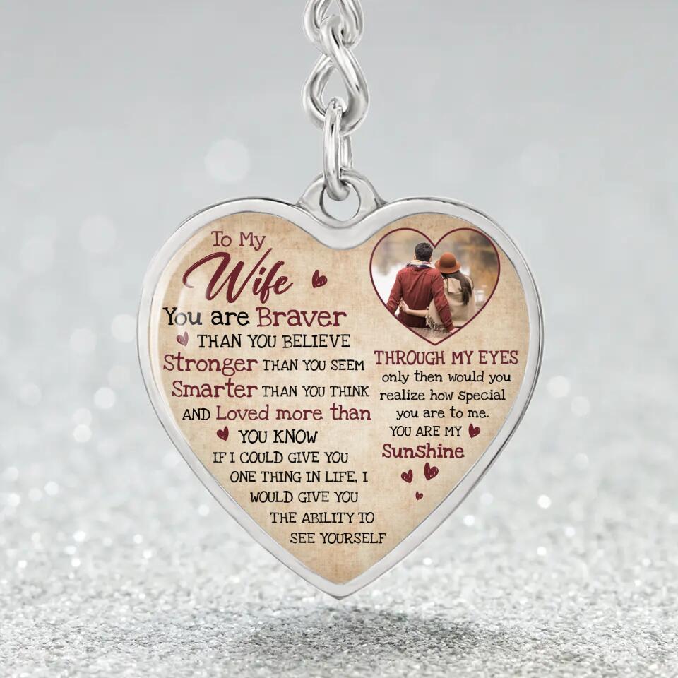 To My Wife Girlfriend Custom Necklace And Keychain Anniversary Gift For Her