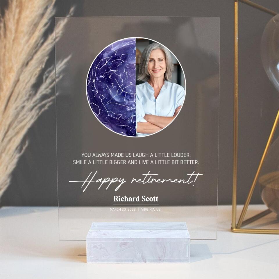 You Always Made Us Laugh A Little Louder Happy Retirement Personalized Acrylic Plaque
