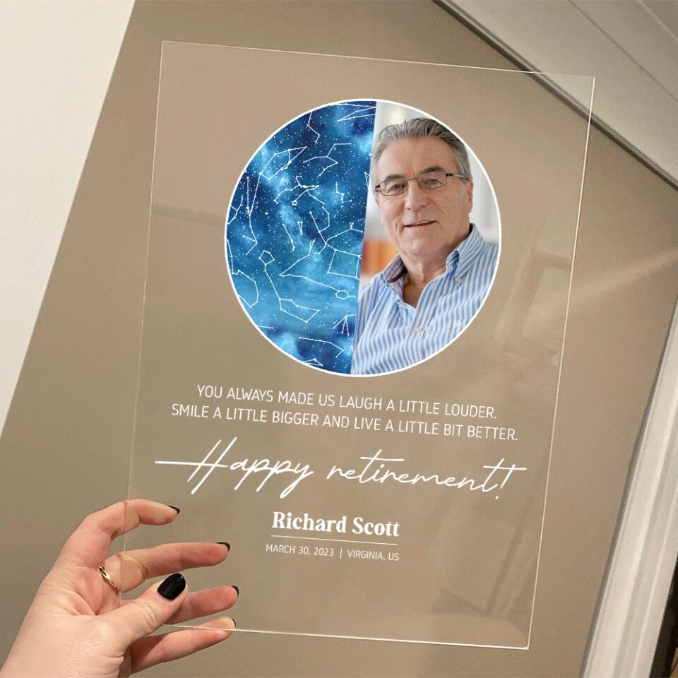You Always Made Us Laugh A Little Louder Happy Retirement Personalized Acrylic Plaque