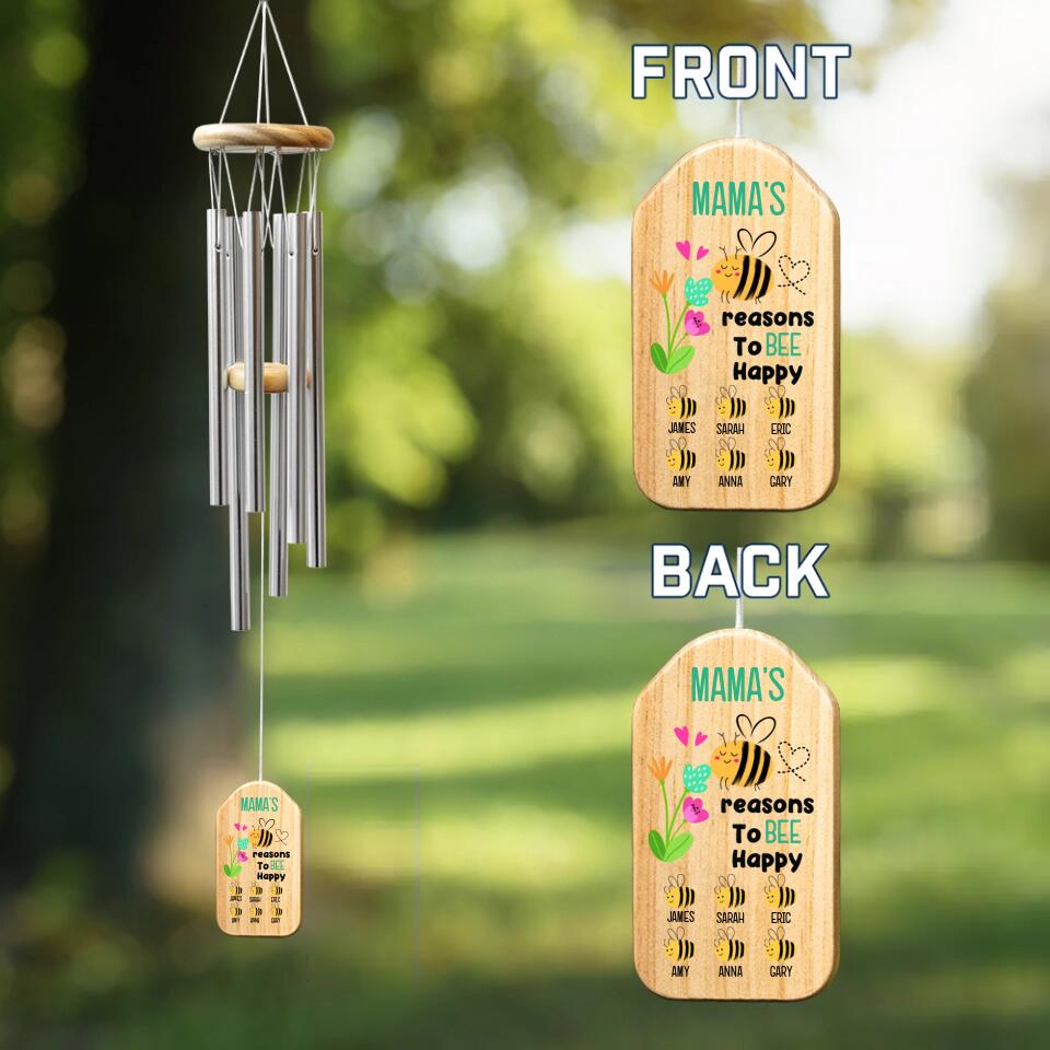 Mama's Reason to be Happy - Personalized Kid's Name - Custom Nicknames/Names - Wind Chimes - Home Decor - Mother's Day Gift - Gift for Mom Nana Grandma Auntie Mimi - 303ICNLNWI449