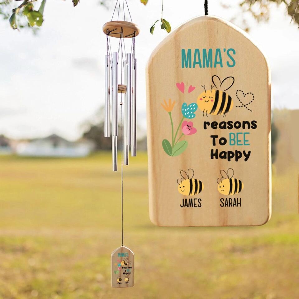 Mama's Reason to be Happy - Personalized Kid's Name - Custom Nicknames/Names - Wind Chimes - Home Decor - Mother's Day Gift - Gift for Mom Nana Grandma Auntie Mimi - 303ICNLNWI449
