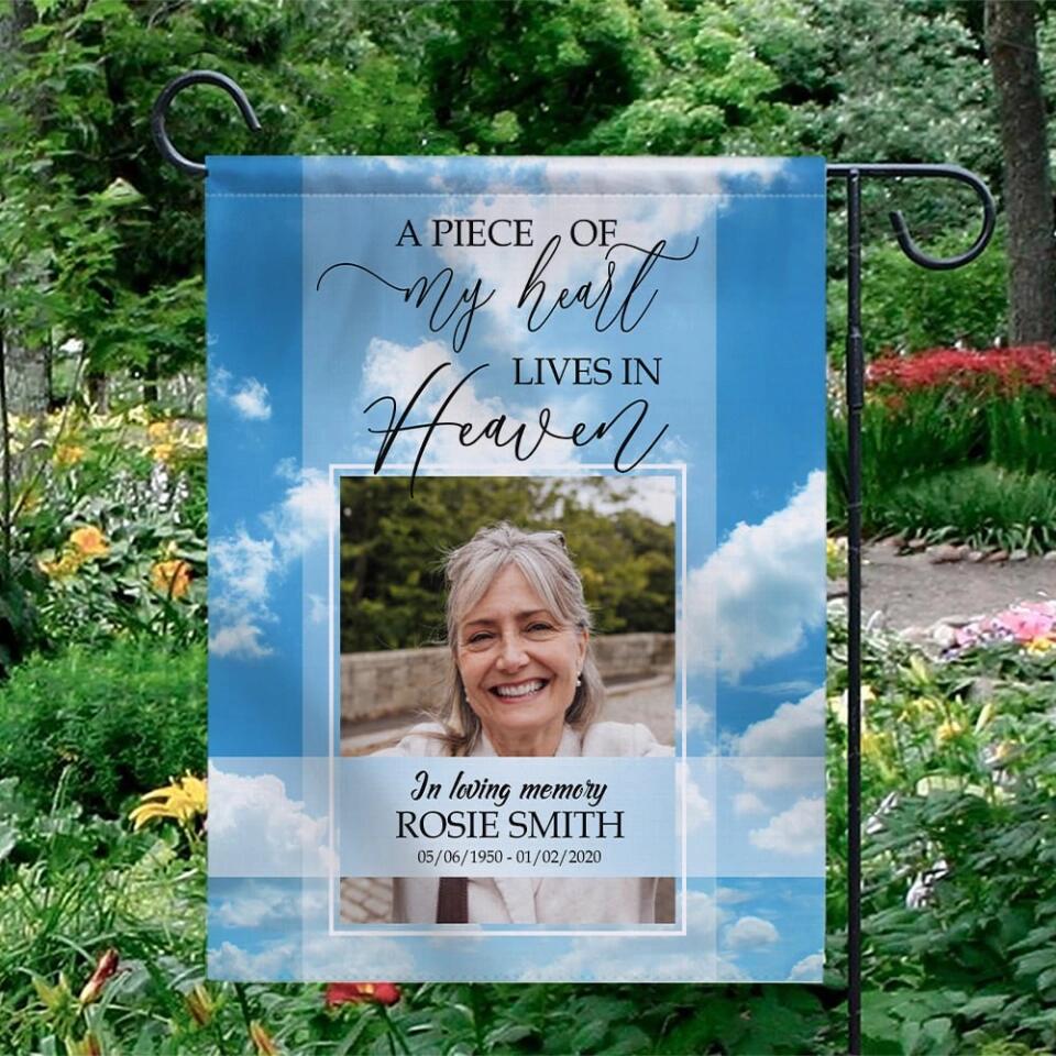 In Loving Memory - A Piece of My Heart Lives in Heaven - Personalized Garden Flag