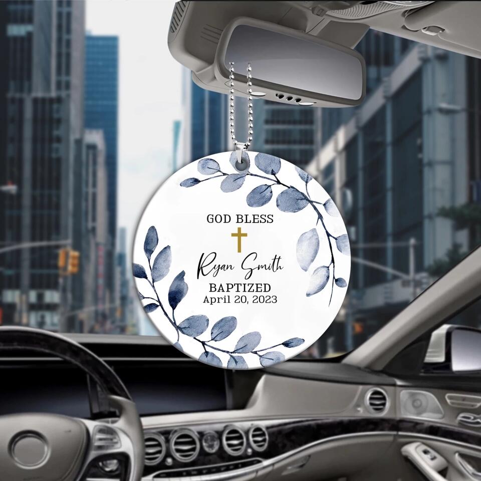 God Bless You Baptized On A Special Day, Personalized Name & Date Ornament, Confirmation Gift for Baby