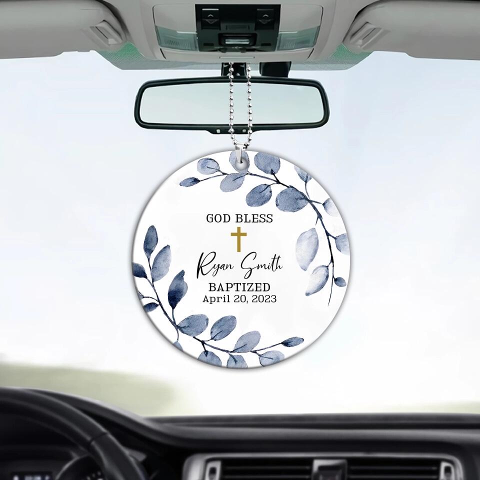 God Bless You Baptized On A Special Day, Personalized Name & Date Ornament, Confirmation Gift for Baby