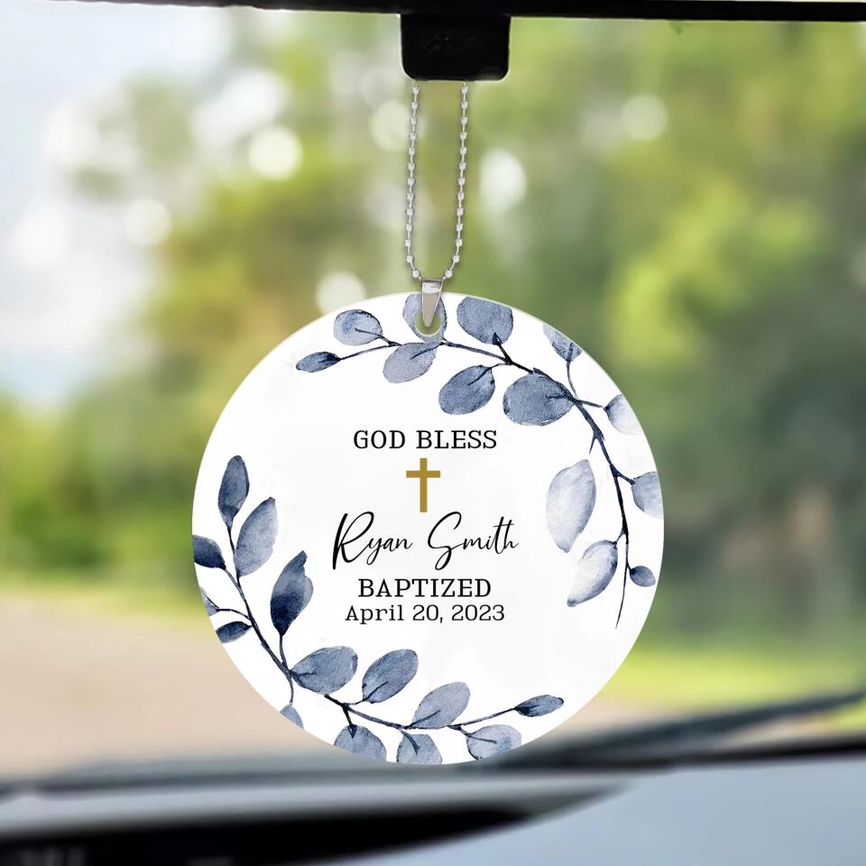God Bless You Baptized On A Special Day, Personalized Name & Date Ornament, Confirmation Gift for Baby