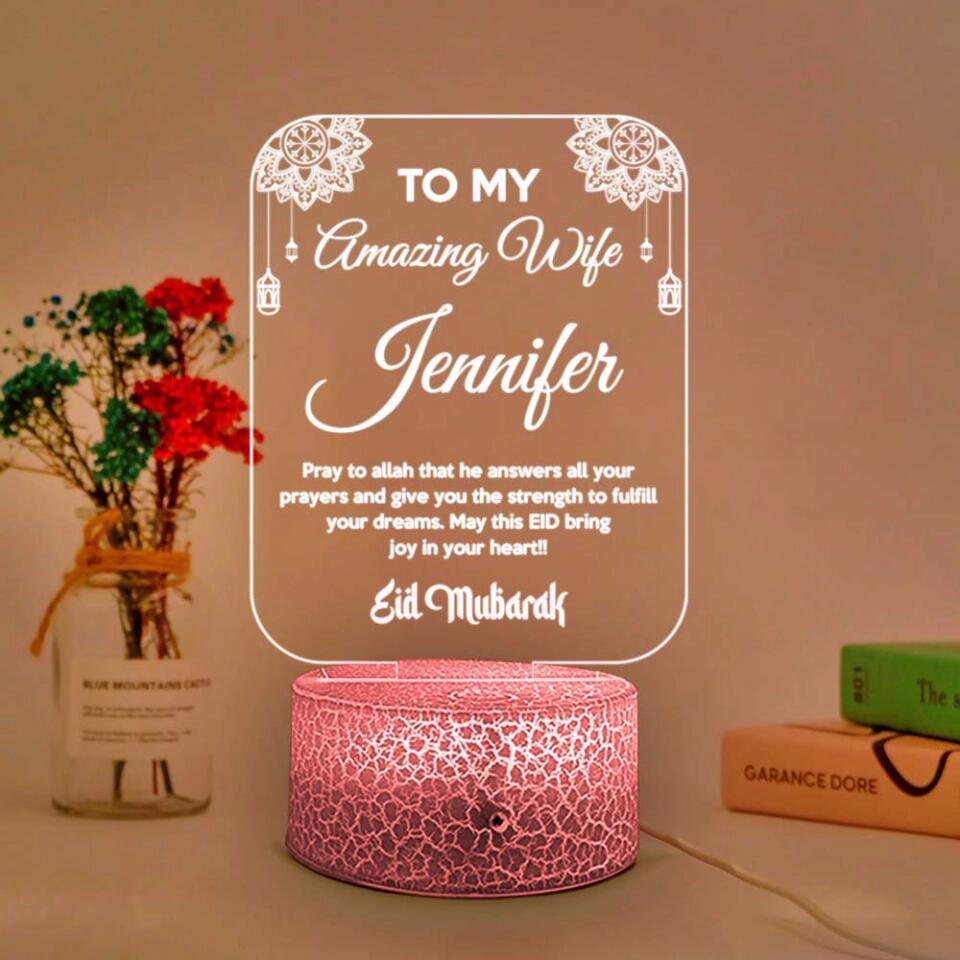 To My Amazing Wife/Husband Pray To Allah Personalized 3D Led Light Eid Gift For Family