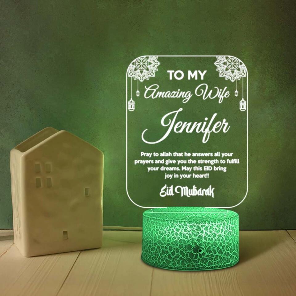 To My Amazing Wife/Husband Pray To Allah Personalized 3D Led Light Eid Gift For Family