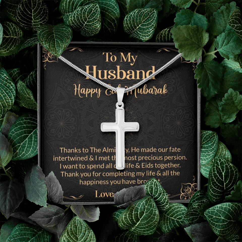 To My Husband Happy Eid Mubarak Personalized Cuban Link Chain